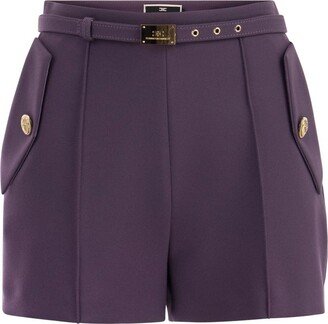 High-Waist Belted Shorts