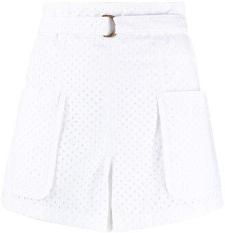 Eyelet High-Waisted Shorts