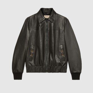 Leather bomber jacket-BG