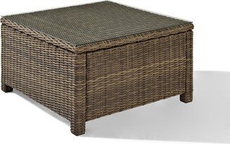 Crosley Furniture Bradenton Wicker Glass Top Sectional Outdoor Coffee Table