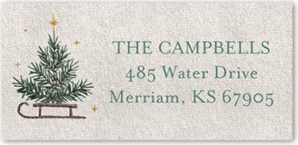 Address Labels: Embroidered Tree Address Label, Grey, Address Label, Matte