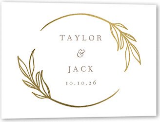 Rsvp Cards: Ornate Oval Wedding Response Card, White, Gold Foil, Matte, Signature Smooth Cardstock, Square