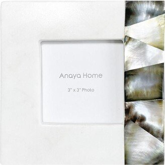 Anaya Home Grey Mother of Pearl White Marble Picture Frame 3x3