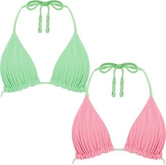 We are We Wear Reversible Melissa Tie Side Bikini Top Mint/Pink