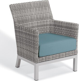 Garden Argento Resin Wicker Club Chair with Powder Coated Aluminum Legs - Ice Blue Polyester Cushion