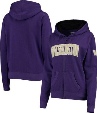 Women's Stadium Athletic Purple Washington Huskies Arched Name Full-Zip Sweatshirt