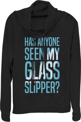 Juniors Womens Cinderella Glass Slipper Cowl Neck Sweatshirt - Black - Large