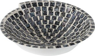 A and B Home Vintage Glamour 15-inch Pearl Black and White Mosaic Tile Decorative Bowl
