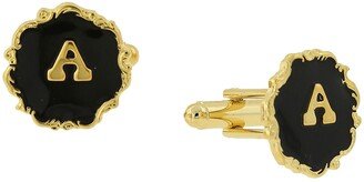 Jewelry 14K Gold-Plated Enamel Initial A Cufflinks