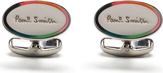 Logo-Engraved Oval Cufflinks