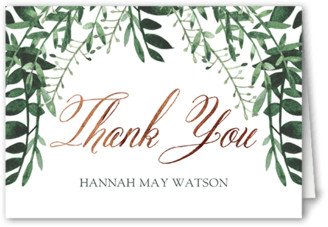 Wedding Thank You Cards: Organic Greenery Thank You Card, Beige, 3X5, Matte, Folded Smooth Cardstock