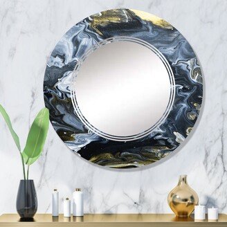 Designart 'Gold White And Yellow Marble Clouds IV' Printed Modern Wall Mirror