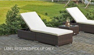 Siavonce Patio Outdoor Reclining Chaise Lounge with Cushion