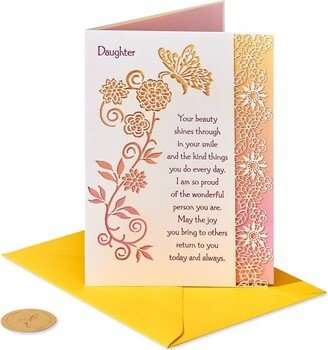 Birthday Daughter Card Lasercut Butterfly and Flowers - PAPYRUS