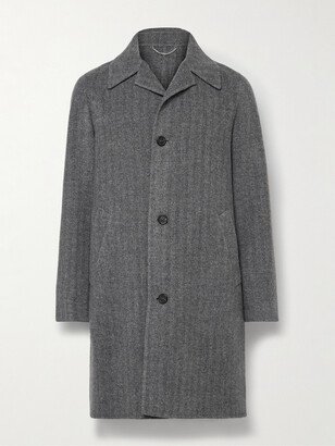 Unstructured Double-Faced Herringbone Wool Car Coat