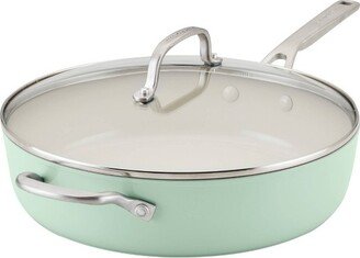 Hard Anodized 5qt Nonstick Ceramic Saute Pan with Lid - Pistachio