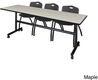 Regency Seating Kobe Black 84-inch Flip-top Mobile Training Table With 2 Stackable Chairs