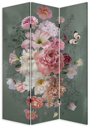 Romantic Floral Three Panel Room Divider Screen