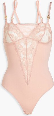 Lace-paneled stretch-jersey bodysuit-AA