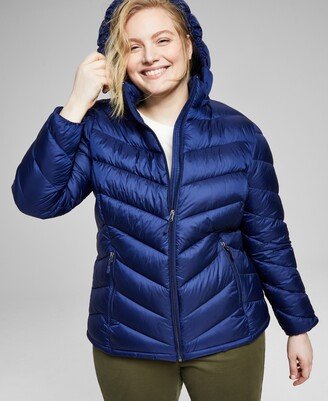 Women's Plus Size Hooded Packable Puffer Coat, Created for Macy's