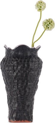 GERSTLEY Black & Purple Large Scalloped Vase