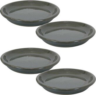 Sunnydaze Decor 9 in Glazed Ceramic Flower Pot/Plant Saucer - Gray - Set of 4