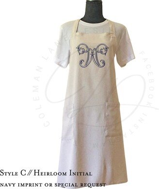 100% Linen Apron in Oatmeal | Completely Customizable Name Or Business Logo Monogram Initial Gifts Under 35