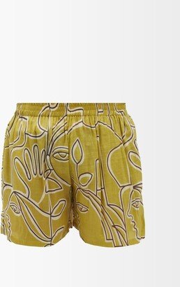 HARAGO Pattachitra-print Silk-blend Khadi Shorts