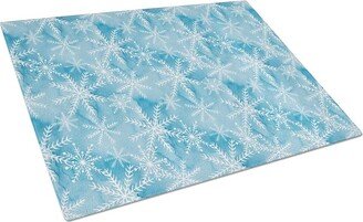 BB7553LCB Watercolor Snowflake on Blue Glass Cutting Board