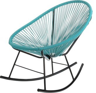 Handmade Bold Acapulco Rocking Chair, Indoor or Outdoor, Bright Blue