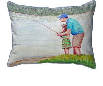 Betsy Drake Learning to Fish Large Indoor/Outdoor Pillow 16x20