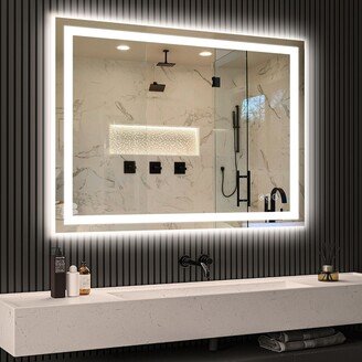 The Right Path LED Bathroom Mirror with Lights 48x32, Lighted Vanity Mirror Wall Mounted with Front and Backlit - White