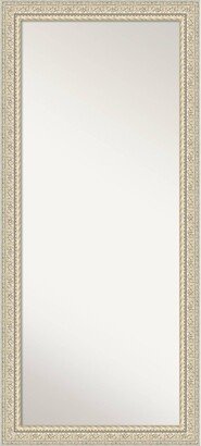 30 x 66 Non-Beveled Fair Baroque Cream Wood Full Length Floor Leaner Mirror