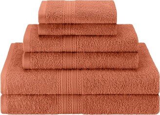 Eco-Friendly Sustainable Cotton Solid Lightweight 6-Piece Bathroom Towel Set, Copper - Blue Nile Mills