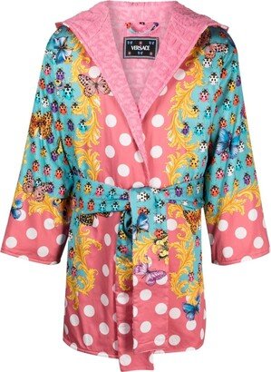 Butterflies terry-cloth bathrobe