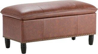 39 Northridge Storage Ottoman Cognac Faux Leather - WyndenHall