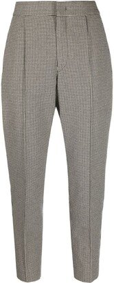 Houndstooth-Pattern Cropped Trousers