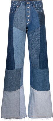 Regenerated patchwork flared jeans