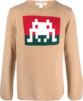 Space Invaders graphic-knit jumper