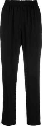 Elasticated-Waistband Tapered-Leg Trousers-AA