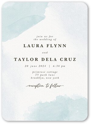 Wedding Invitations: Soft Blush Wedding Invitation, Blue, 5X7, Matte, Signature Smooth Cardstock, Rounded