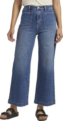 Women's Vintage Patch Pocket Wide Leg High Rise Jeans