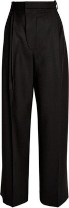 Pleated Wide-Leg Trousers-AD