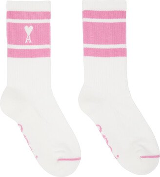 White & Pink Ami de Cœur Striped Socks