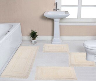 Home Weavers Inc Set of 4 Opulent Collection Ivory Cotton Reversible Tufted Bath Rug Set - Home Weavers