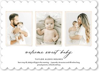 Birth Announcements: Loving Exhibit Birth Announcement, White, 5X7, Matte, Signature Smooth Cardstock, Scallop