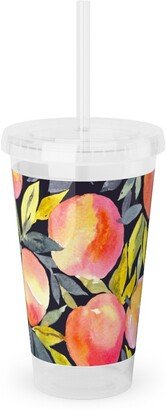 Travel Mugs: Fragrant Peaches - Multi Acrylic Tumbler With Straw, 16Oz, Multicolor