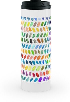 Travel Mugs: Rainbow Dash Rows - Multi Stainless Mug, White, 16Oz, Multicolor