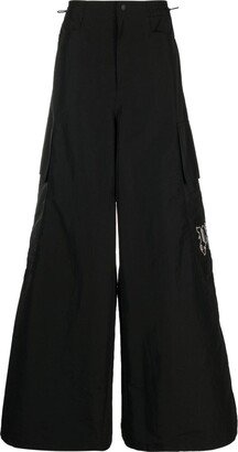 PA Monogram-embroidery wide-leg trousers-AA