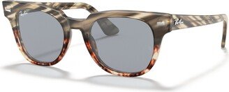 Sunglasses, RB2168 Meteor Striped Havana - GREY GRADIENT BROWN STRIPPED / BLUE MIR